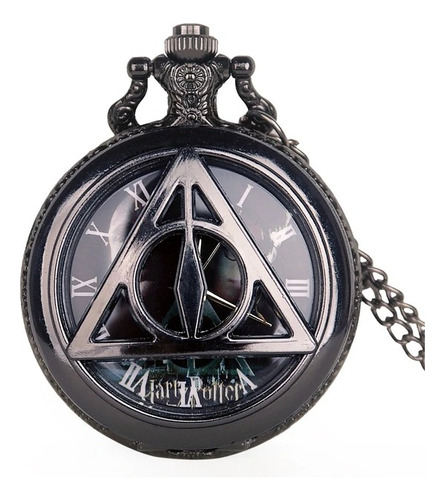 Reloj Negro  Collar Análogo Reliquia Muerte - Harry Potter