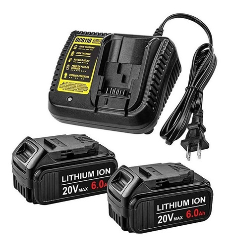 Paquete De 2 Baterías De Repuesto Dewalt 20 V Max Xr + Car.