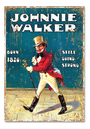Cuadro Johnnie Walker Impreso Sobre Madera 40 Cm X 28 Cm