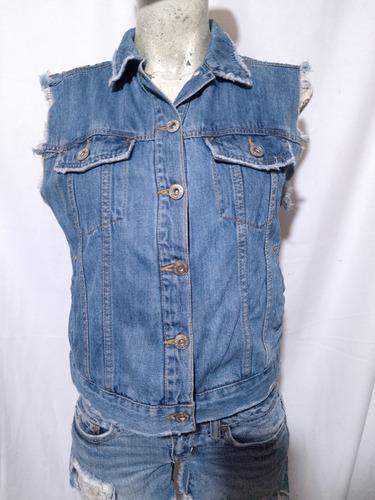 Sexy Chaleco Mezclilla Botones Pull And Bear M 28 (Usado)