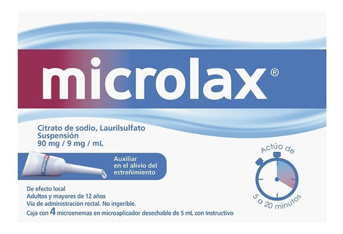 Enemas Laxantes Estreñimiento 4 Piezas 90 Mg Microlax