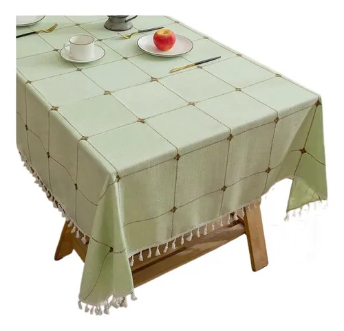 comprar Mantel A Cuadros Polialgodón, Mantel Rectangular Con Borlas