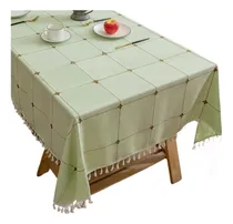 Comprar Mantel A Cuadros Polialgodón, Mantel Rectangular Con Borlas
