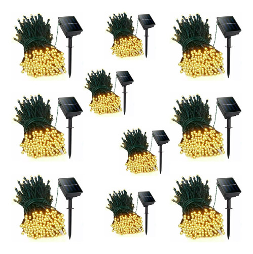 Pack X10 Guirnalda Cadena Led Exterior 10 Mts Cálida Solar