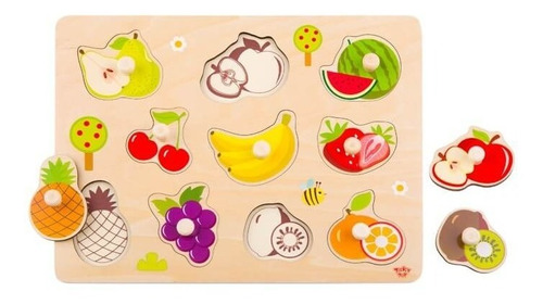 Imagem 1 de 3 de Encaixe Com Pinos - Frutas - Tooky Toy