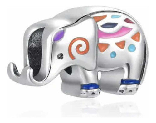 Dije Charm Elefante Plata 925 Esmaltada Para Pulseras Pand 