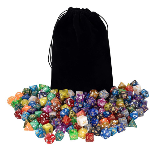Juego De Dados Dnd Con 175 Piezas En 25 Colores, Incluye Bol