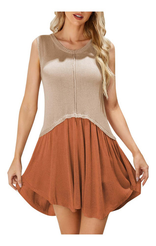 Vestido Para Mujer 2 Casual Moda Cuello Redondo Manga Bloque