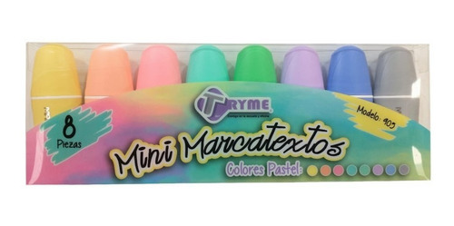 Tryme Set 8 Mini Marcatexto Colores Pastel 8pzs