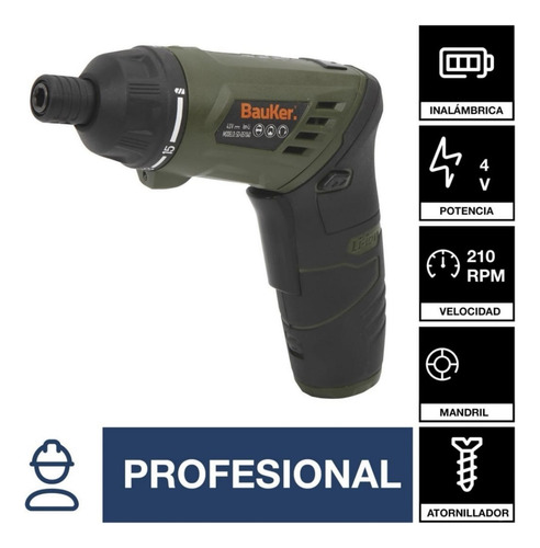 Bauker Atornillador Inalámbrico 4v + 29 Ac.cargador Usb 220v