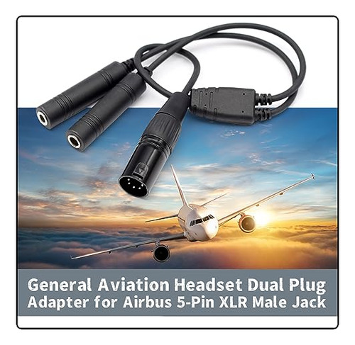 Adaptador De Auriculares Ga Dual Plug Para Airbus Xlr 5 Pin