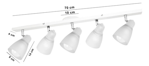 Aplique Interior 5 Luces Spot Vidrio Tulipa Led E27 Pared Estructura Blanco/Cromo