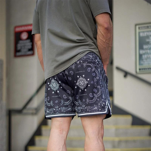 Pantalones Cortos De Malla Con Flores Frutales Para Hombre,