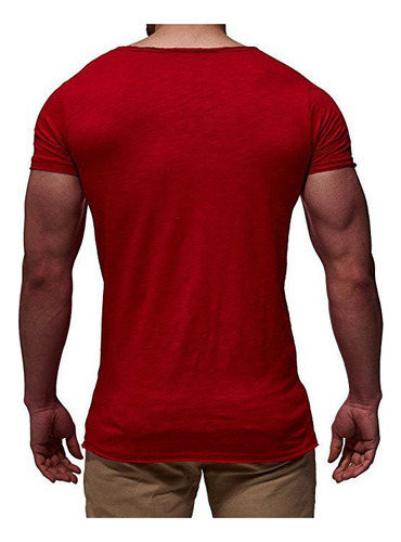 Camiseta Casual Con Cuello En V Manga Corta Deportiva De