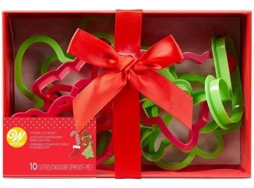 Juego De Cortadores Rojo Y Verde Navideños Wilton