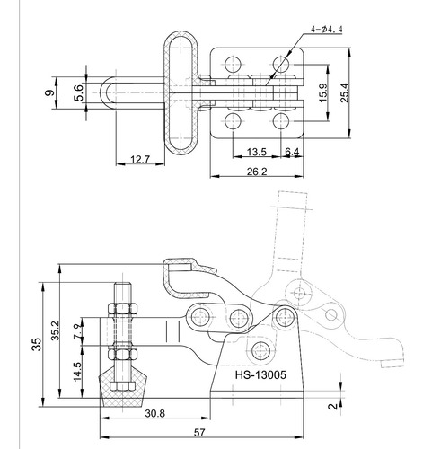 Clamp Vertical Palanca T 68kg 90° Similar Destaco 305-u 2pzs