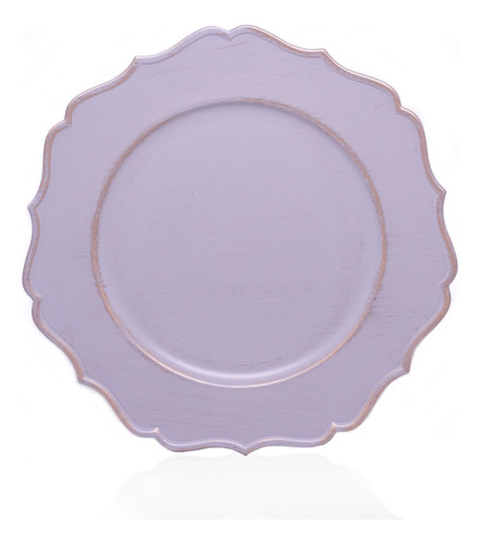 Sousplat Para Prato De Mesa Decorativo Cinza E Rose 33 Cm