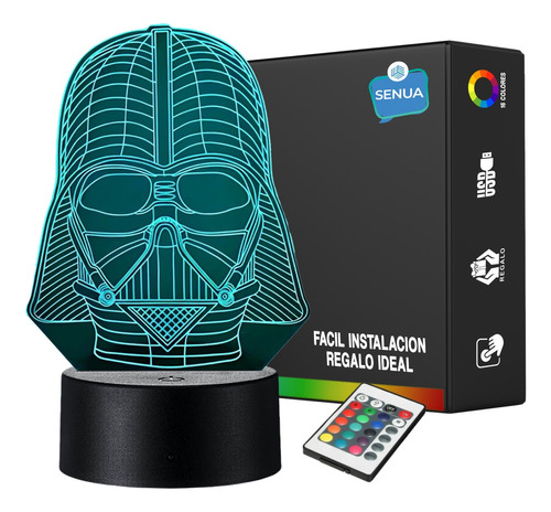 Lámpara Led Mascara Darth Vader Decoración Regalo Holograma