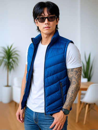 Chaleco Para Hombre Afelpado Basico Capitonado Casual