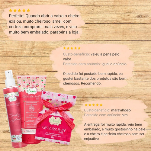 Giovanna Baby Cherry Body Splash, Deo Colonia E Loção Hidratante