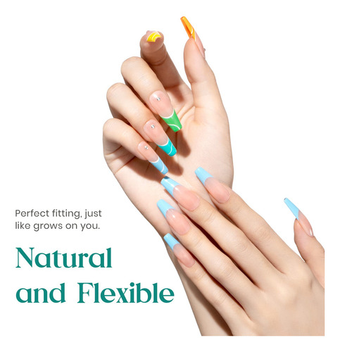Uñas De Acrilico 500 Pz Transparentes Coffin Pegamento Atau A-coffin Nails Liso
