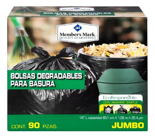 Bolsa Para Basura Jumbo Con 90 Pzs