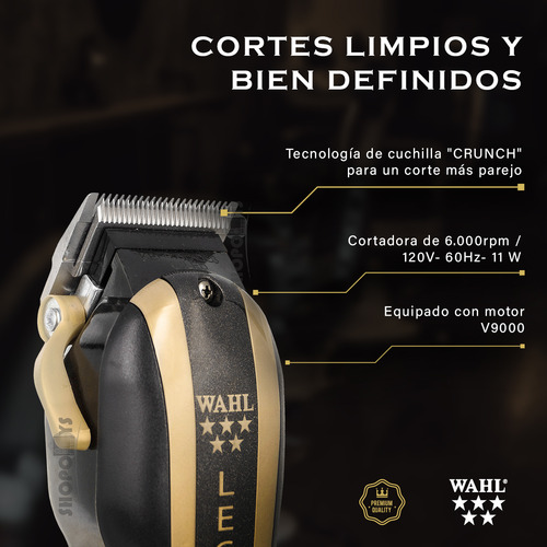 Wahl Barber Combo Profesional Cortadora Terminadora + Regalo Negro/dorado