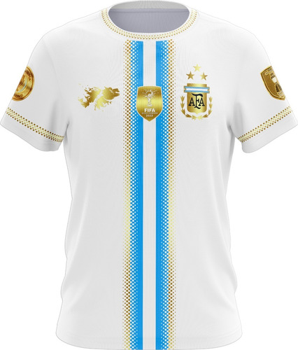 Remera Camiseta Blanca Bandera Argentina Mundial Malvinas
