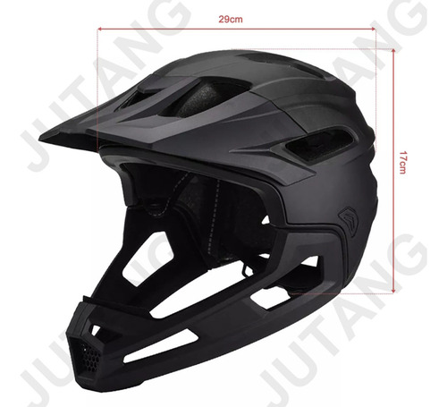 Jutang Casco De Bicicleta De Montaña Ajustable, Visera Extraíble,, Transpirable Y Ligero, Ideal Para Ciclismo Urbano Y De Montaña Soporte Barbilla Desmontable Negro