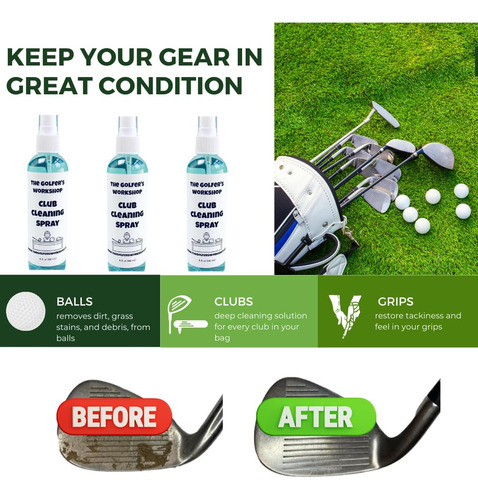 The Golfer's Workshop Spray De Limpieza Para Clubes, Funcion