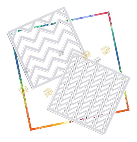 Set Stencil Plantilla Textura Zig Zag Ondas Aerografo Pincel