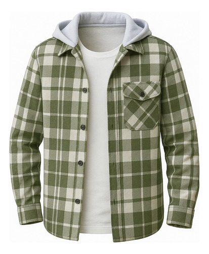 Camisaco De Paño Hombre Con Capucha Urbano Super Abrigado