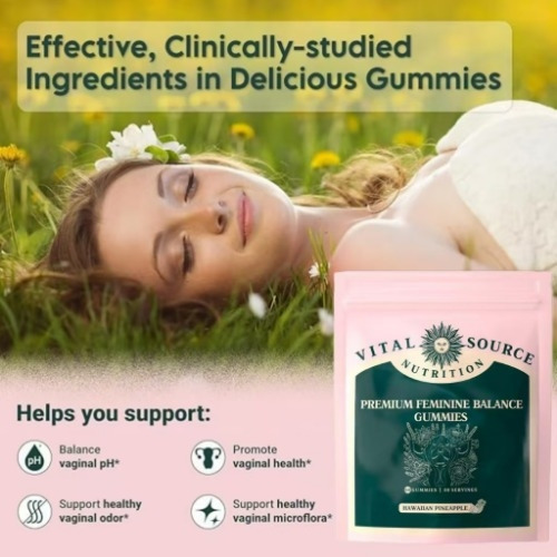 ElfLeaf Vital Source Women's Balance Gummies Sabor Piña Hawaiana Botella 60 Unidades mujer