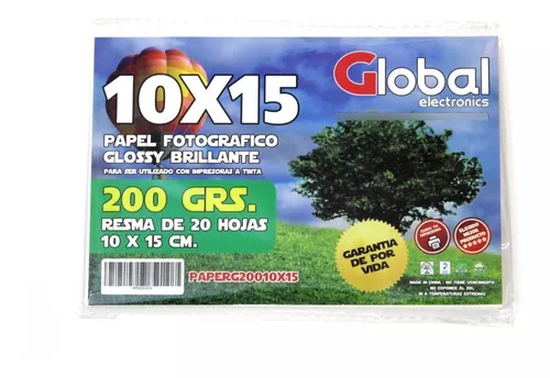 Papel Fotográfico brillante, 10x15 cm, 265g, Fanco Brilhante con 100 hojas