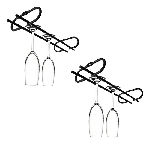 Kit 2 Porta Taças Reto De Teto Suspenso Preto Fosco 25cm