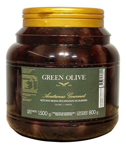 Aceitunas Negras Nat. Desc. Green Olive N° 00 X 800 Gr. Pet