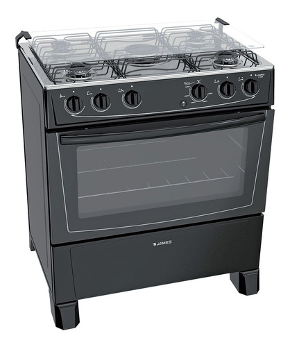 Cocina James C 150 B Color Negro 5 Hornallas Gas Encendido