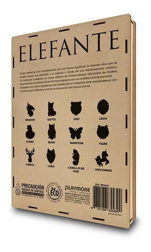 Rompecabeza De Madera Puzzle Corte Laser Elefante Playmore