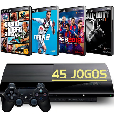 Ps3 Super Slim + Gta5 + Fifa 19 + Pes 2018 + Call Of Duty