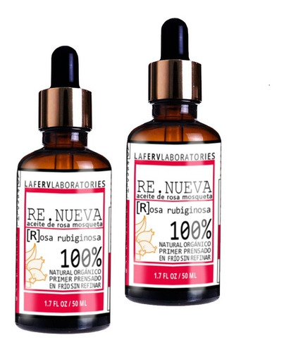 2 Pzas Aceite De Rosa Mosqueta 100% Orgánico Chileno 50 Ml 