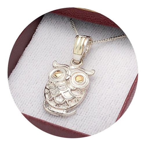 Imagen 1 de 8 de Cadena Plata Con Dije Búho Lechuza Plata (i5887)