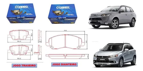 Kit Jogo Pastilha Diant + Tras Cobreq Mitsubishi Asx 2015