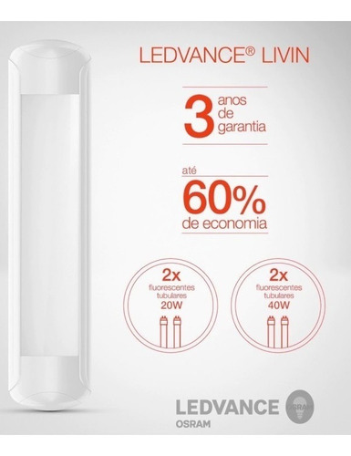 Imagen 3 de 5 de Luminaria Led Extrachata 16w Luz Blanca Osram 60cm Por E631
