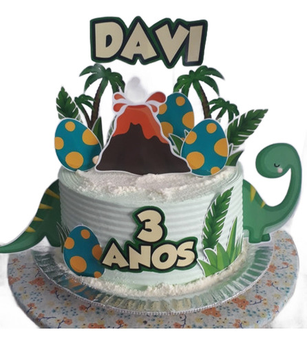 Topo De Bolo Topper De Bolo Pronto No Palito Dinossauro Baby