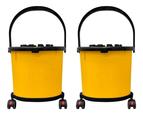 2 Pack Cubeta Con Exprimidor 17l Amarilla Con Base Dolly