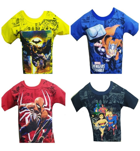 Imagem 9 de 10 de Kit 6 Camiseta Infantil Juvenil Personagens Herois Atacado