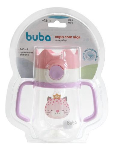 Copo Com Alça Removível Buba Rosa Oncinha