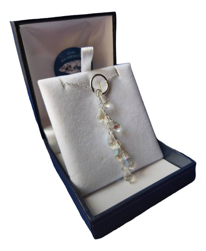 Collar Cristal De Swarovski® Ajustable, Plata, Cascada +caja