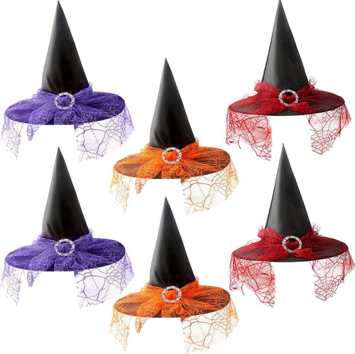 Haconba Paquete De 6 Sombreros De Bruja De Halloween Para Mu