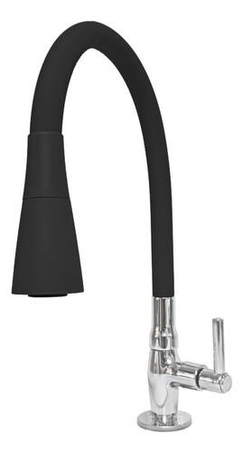 Torneira De Cozinha Gourmet Bancada Com Tubo Cone Preto Império Imports Tubo Conico De Borracha Flexivel Black 2 Jatos Mesa